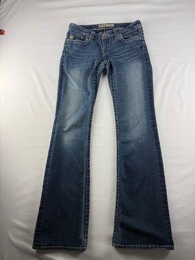 Big Star Sweet Ultra Low Rise Flare Jeans Y2K Denim Women’s 28 Raw Hem